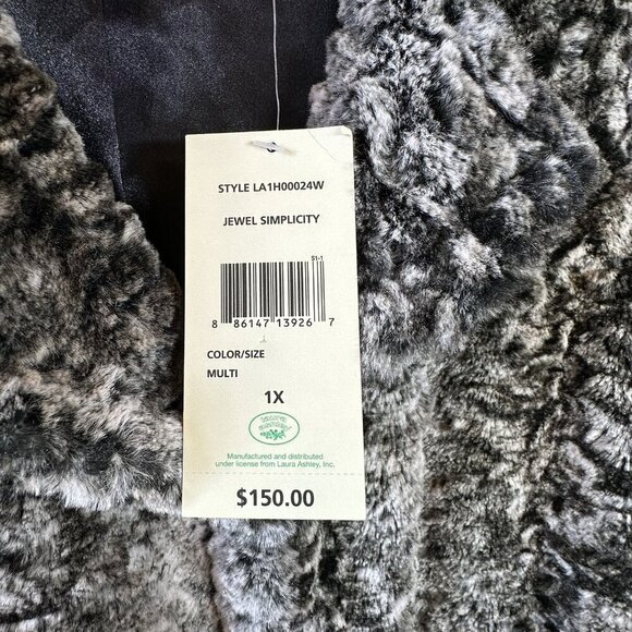 NWT Laura Ashley Woman Jewel Simplicity Gray Plush Faux Fur Jacket Size 1X - Picture 5 of 7